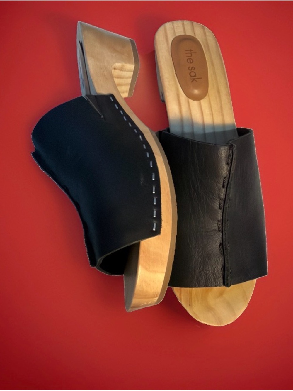 The Sak Black Leather Slide Clogs size 9 NWOB Mules Slip